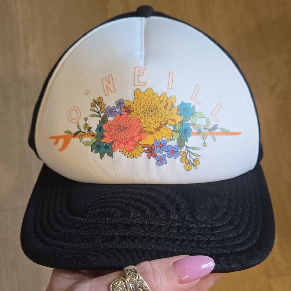 O'Neill Black Floral Adjustable Hat